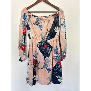 Guess Strapless Off Shoulder Pink Floral Mini Dress sz Small